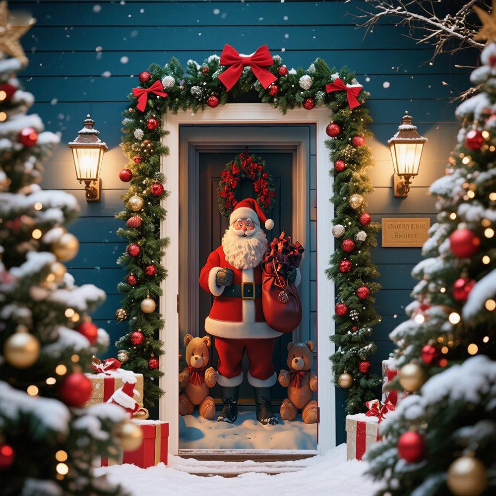 Cross-Border JIT Christmas Door Hanging Tapestry: Festive Decoration for Party and Room