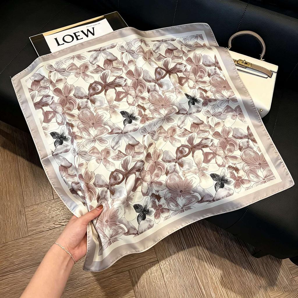 New silk satin 71 * 71 square scarf versatile foreign style simulation silk scarf middle-aged and elderly decorative scarf neck protection silk scarf