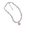 S925 Sterling Silver Double Layer Pearl Heart Necklace - Women's Luxury Clavicle Chain