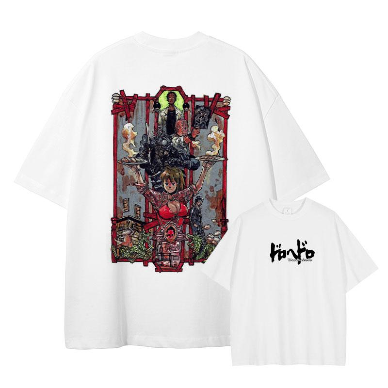 Anime Dorohedoro T Shirt Vintage Washed Caiman En Nikaidou T-shirts Oversized Streetwear Retro Fujita Tops Tees Men 100% Cotton