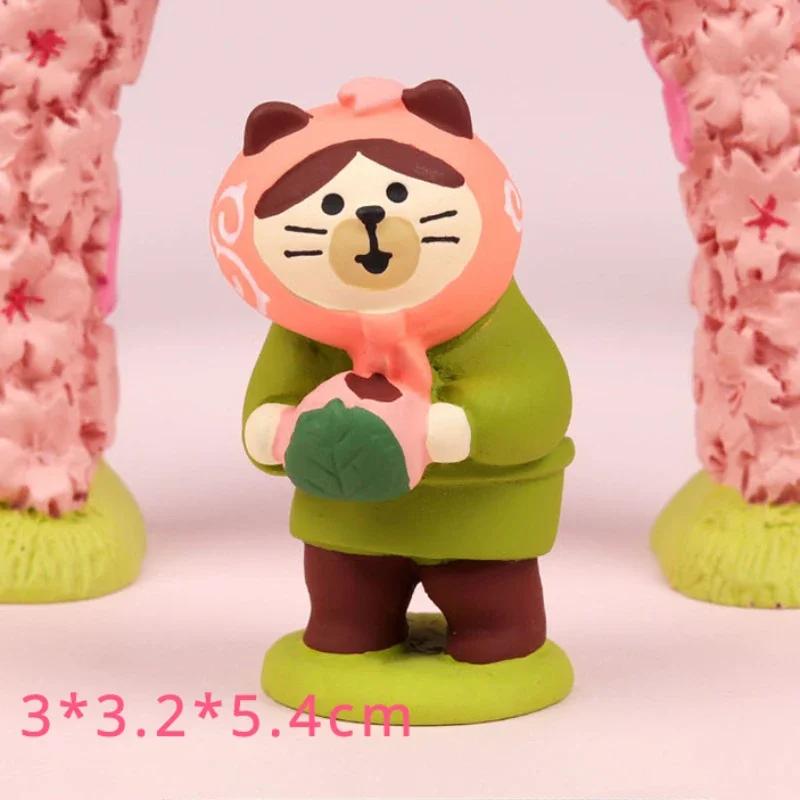 Lovely Sakura Blossom Resin Miniature Spring Day Scene Decoration Crafts Kawaii Cat with Schoolbag Pink Cherry Bookshelf Decro