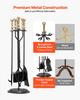 Fireplace Tool Set, 5 PCS Fire Tool Set and Holder with Five-Prong Stand, Tongs, Ash Shovel, Brush, Fire Place Poker, Wrought Iron Fireplace