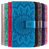 Leather Wallet Flip Case for Apple iPhone 13 14 15 16 16E 17E 17 Pro Max Plus | Mandala Embossed Design Card Holder Protective