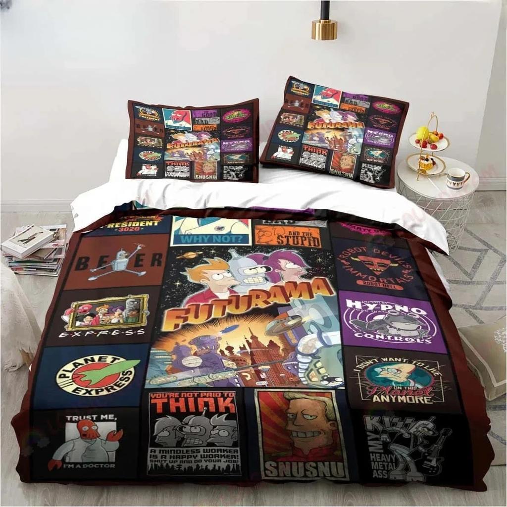Tecknad Futurama Bender Affisch Sängkläder Set Lakan King Twin Dubbel Barnsängkläder Set Mikrofiber eller Polyester Påslakan Set