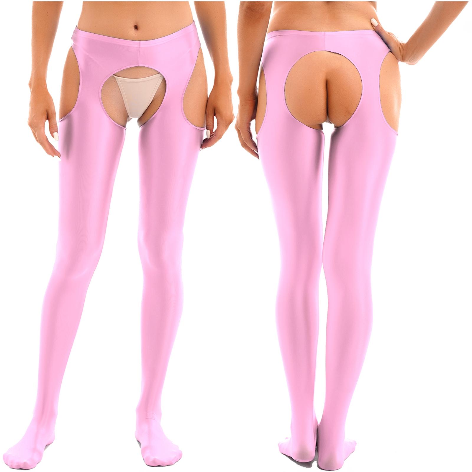 

Жіночі глянцеві колготки з вирізами, колготки із середньою посадкою, дизайн без ластовиці, еластичний пояс, прозорі легінси, облягаючі штани рожевий