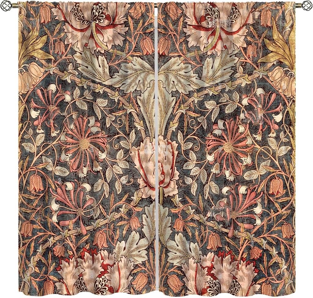 Tende Floreali Vintage Ycness William Morris Stile Pittorico Floreale Finestre della Stanza Tende per Camera da Letto Soggiorno Tenda Poliestere Perfette Per