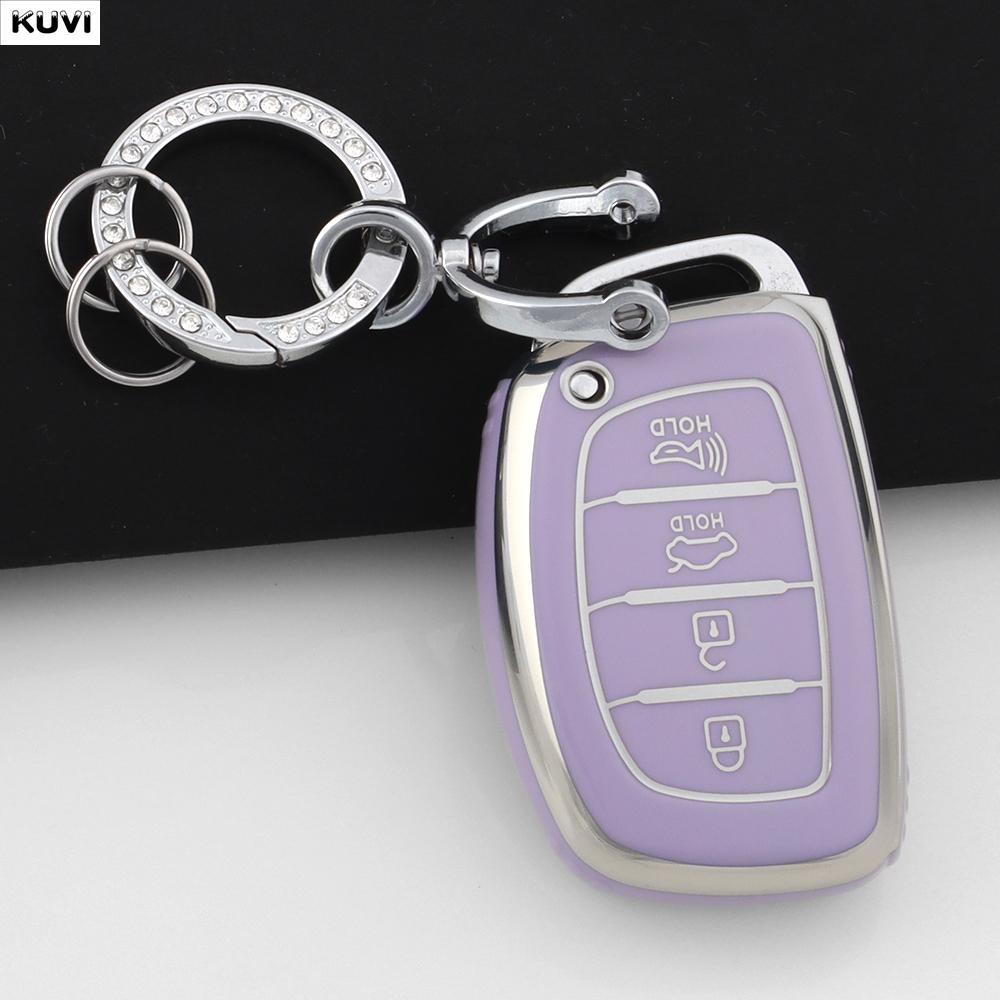 EEJQ9 Hot TPU Car Smart Key Case Cover For Hyundai Tucson Santa Fe Rena Sonata Elantra Creta Ix35 Ix45 I10 I30 I40 Keychain Holder Fob