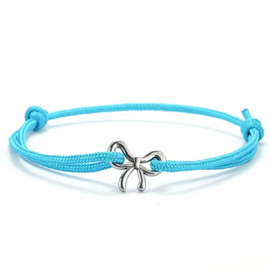 

New Unique Bow Bracelet For Women Grade A 2mm Thin String Charm Braslet Adjustable Beach Casual Cord Braclet Valentine Day Gift светло-синий