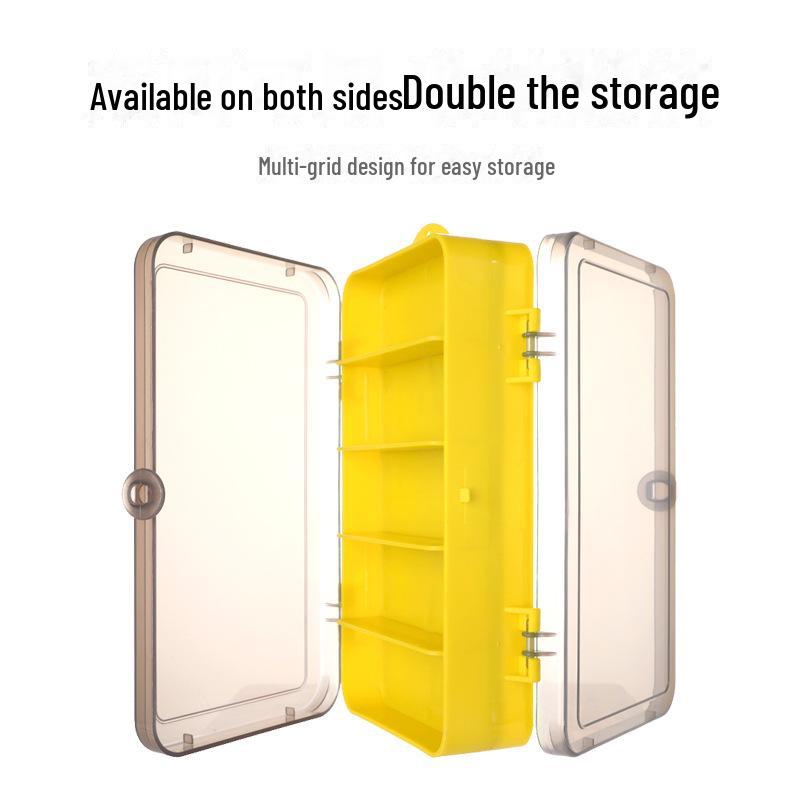 Dwustronna, dwuwarstwowa skrzynka na przynęty do przechowywania sprzętu wędkarskiego