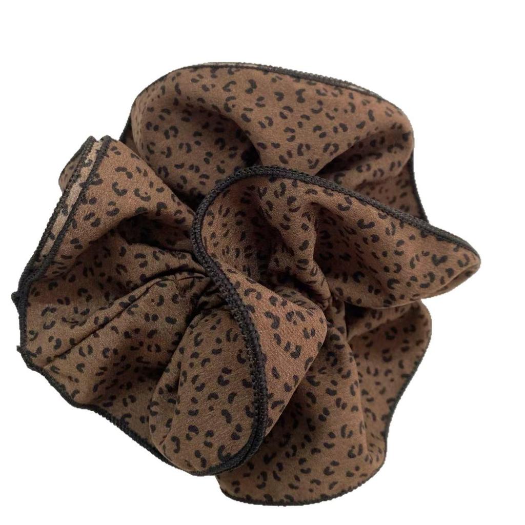 Korean Leopard Print Scrunchie: 4 Layers for Fuller Hair, Women's 2025 Edition, Simple & Elegant Hair Accessory.