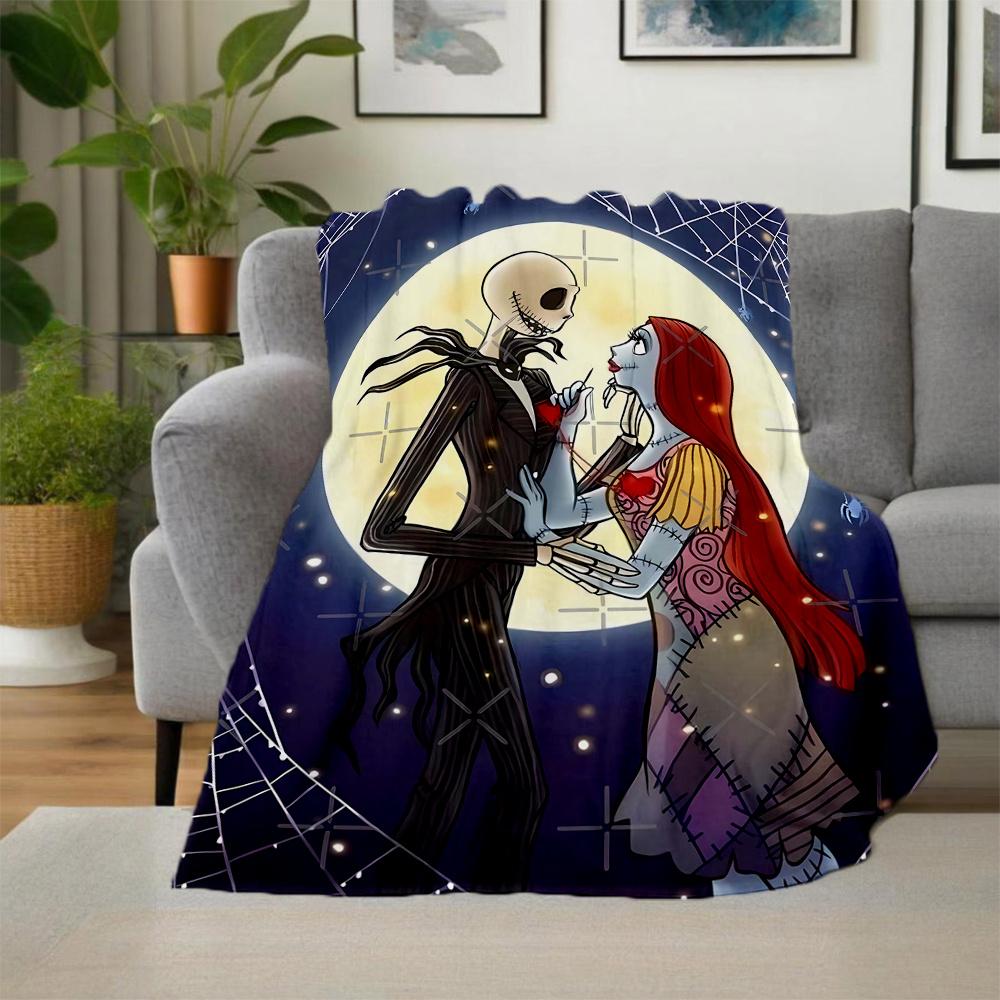 1pc, Disney Jack Skellington and Sally Blanket Seasonal Universal Home Decorative Throw Blanket, Living Room, Travel, Camping, Car Blankets
