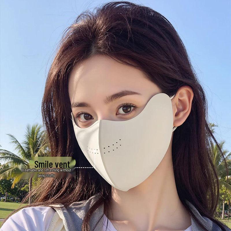 UPF50+ Breathable Sun Protection Face Mask with Adjustable Ear Straps for Outdoor Cycling, Spring/Summer Ice Silk 3D Design