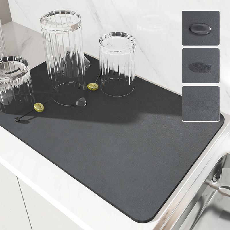 Alfombrilla absorbente grande para cocina, antideslizante, para escurrir café, platos y vajilla, de secado rápido, para baño