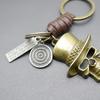 Retro Bronze Skull Hat Pendant Keychain
