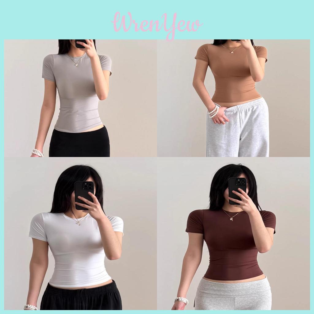 Basic Slim Fit T Shirt With Nylon Fabric For Casual Wear And Yoga