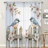 Set Of 2 Hd Digital Plant Bird Printed Window Screen Home Decor Style Decoration Living Room Bedroom Rod Curtain For Made Polyester