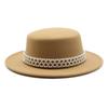 French Top Hat British Retro Pearl White Wool Woolen Celebrity Girl Xiaoxiang Style Big Brim Flat Top Hat