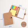 Button-Style Kraft Paper Sticky Note Pad with Pen Holder and Logo Print