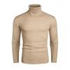 Mens Slim Fit High Neck Knit Sweater With Ribbed Hem Long Sleeve Winter Casual Top