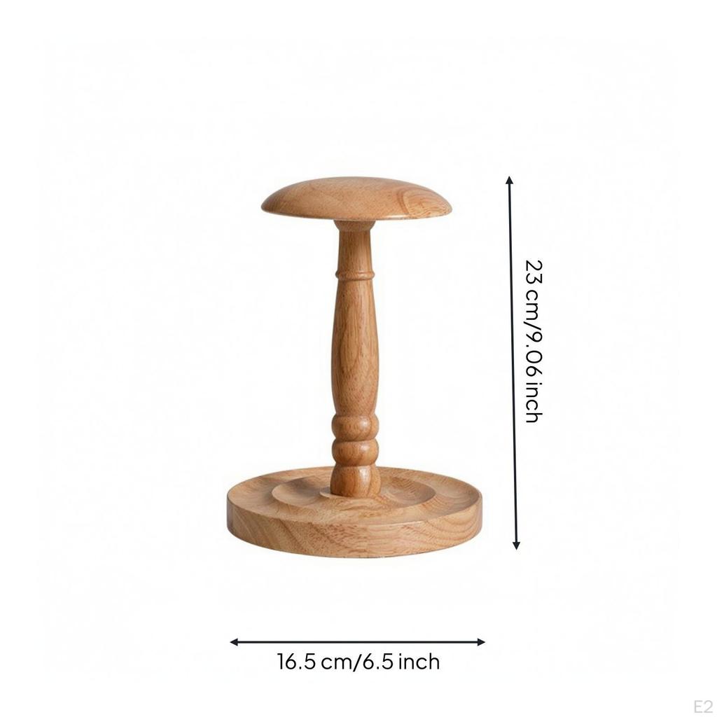 Freestanding Hat Stand with Round Base | Smooth Wood Finish, Tabletop Rack, for Countertop Short