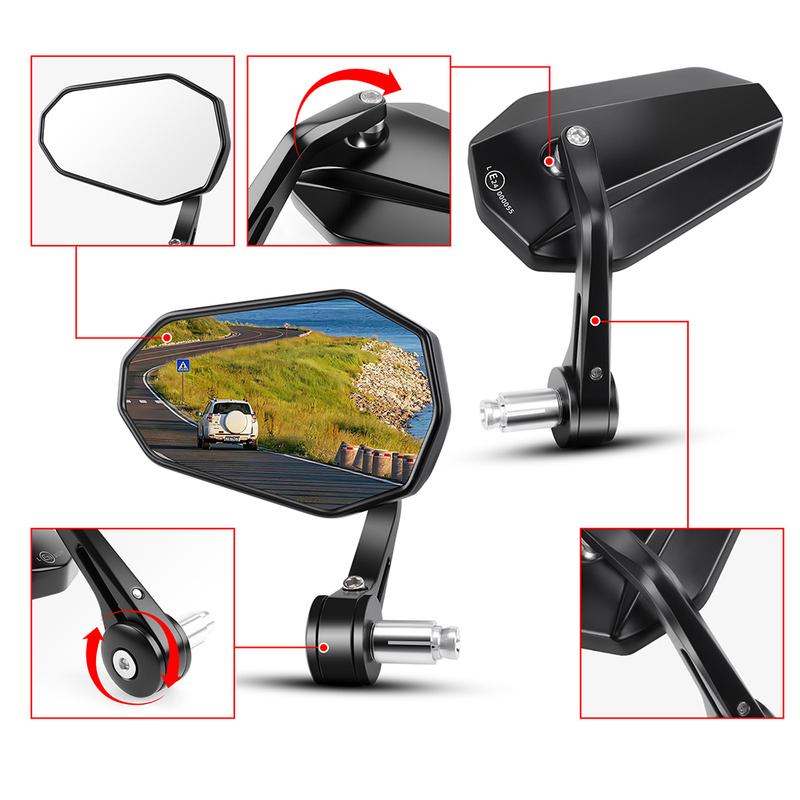 Motorcycle Handlebar End Mirror 360° Rotatable Handlebar Rearview Mirror For scooter ATV