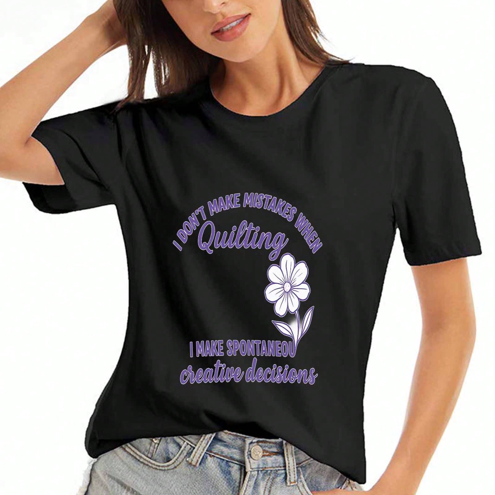 Quilt Along unisex Cotton T Shirt, Premium Cotton Quality Print, Durable And Casual Fashion. Can t We All Just Quilt Along Pattern, Soft And Breathabl S