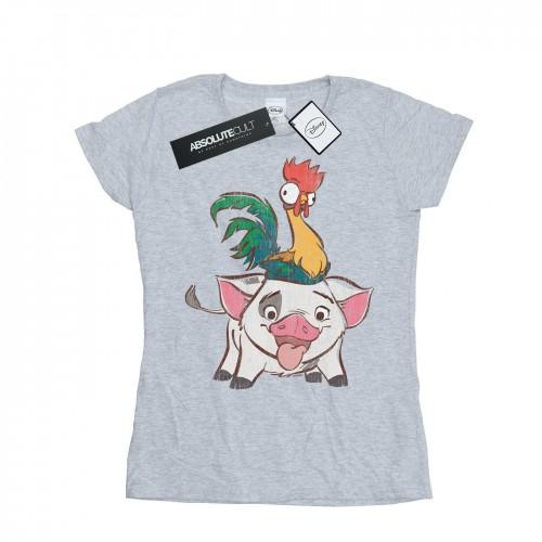 

Disney Womens/Ladies Moana Hei Hei And Pua Cotton T-Shirt XXL білий