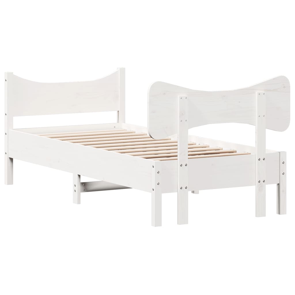Vidaxl Rama Łóżka Bez Materaca, Biała, 75X190 Cm, Lite Drewno Sosnowe