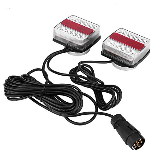 Trailer Brake Lights - Qiilu LED Tail Lights, 1 Pair of Magnetic LED Trailer Towing Lights, Board Lights, Rear Tail Lights with 10m Cable