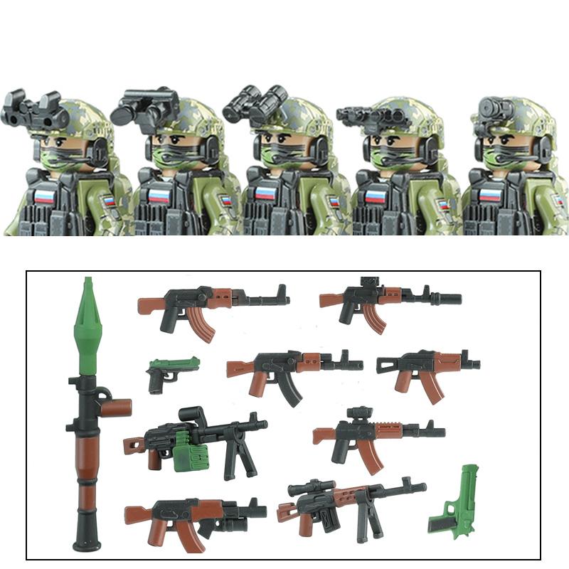 City Army Figures Building Blocks Russia Army Soldiers Weapons Special Combat Uniform Shield Combat Vests Shields Brick Toys