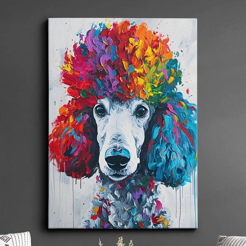Tapestry colorful poodle funny animal dog 75x100 чёрный