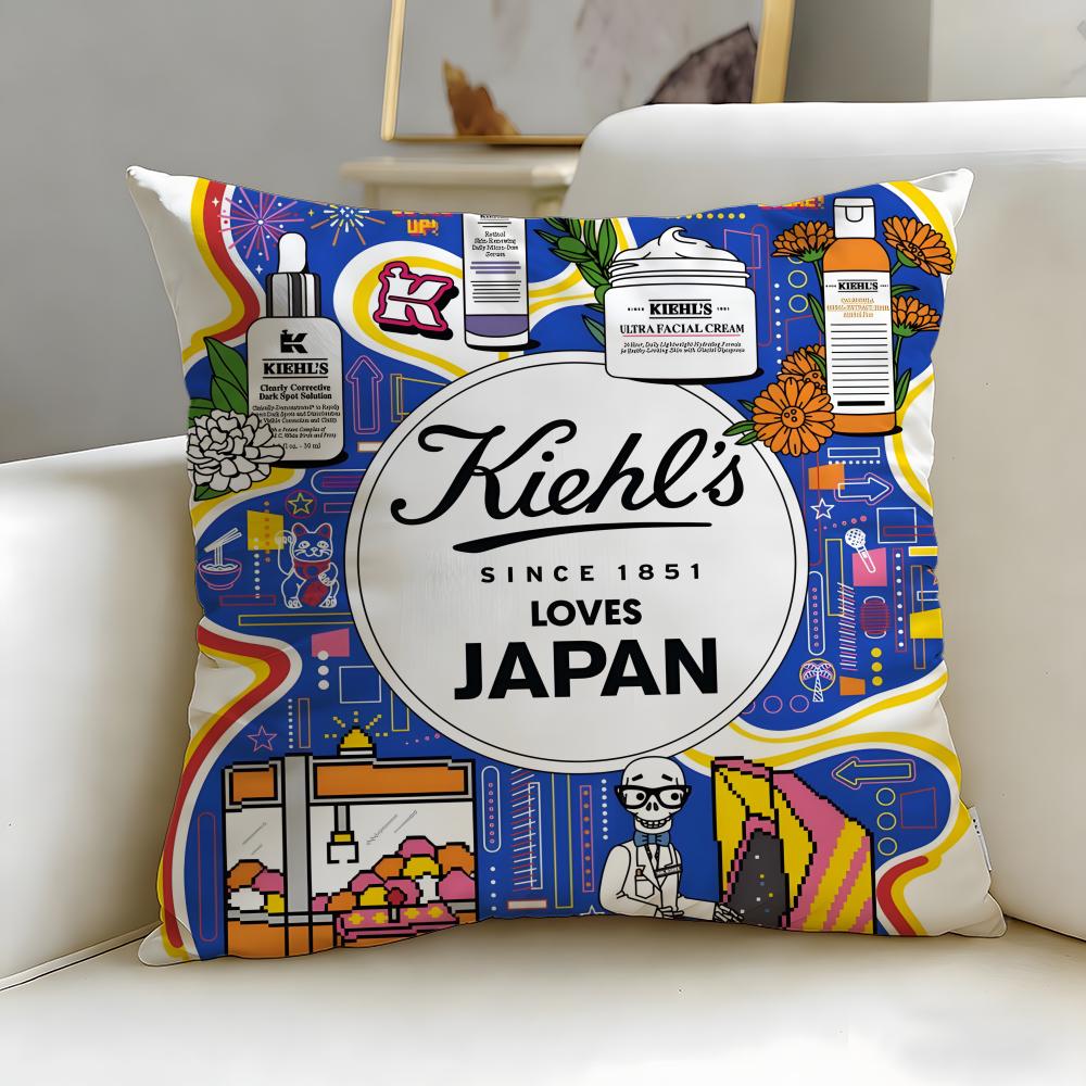 classic skincare brand Kiehl's Cushion Cover Soft & Easy-Wash Pillow Case – Versatile for Couch, Bed, Travel and Office