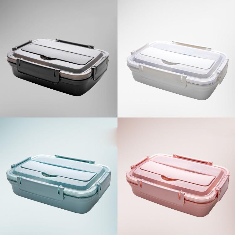 304 Edelstahl-Lunchbox mit Fächern, Tragbare Bento-Box mit Besteck für Schüler & Berufstätige