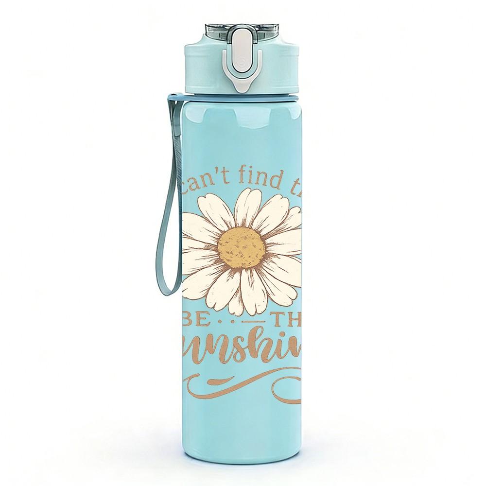 1PC Sunflower Sunshine Quote Print 750ml Color Plastic Sports Water Bottle Leakproof Flip Straw Lid Suitable for Sports Office Home Use