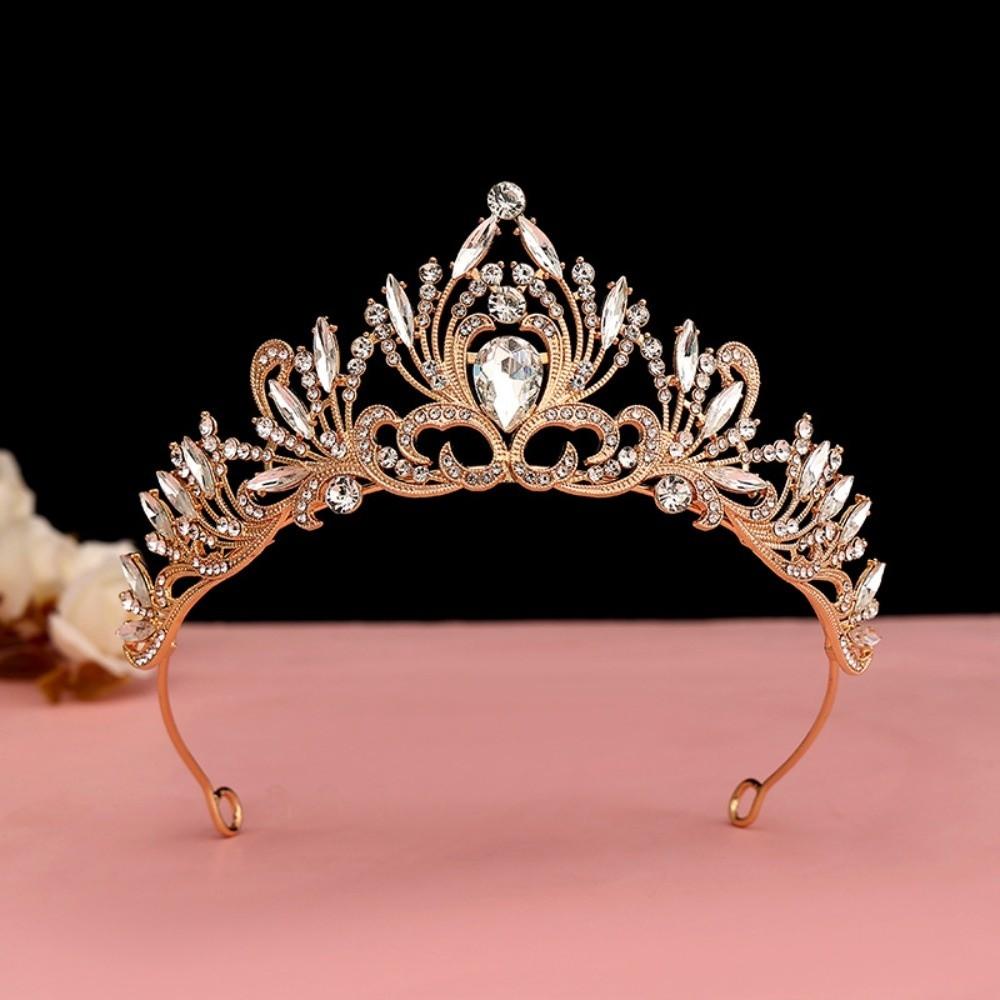 Vintage Baroque Crown Antique Bronze Princess Rhinestone Tiara  Birthday Head Jewelry
