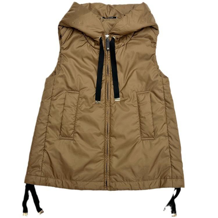 Autumn and Winter New European Station Zipper White Duck Down Hooded Warm Soft Stacked Down Vest Women