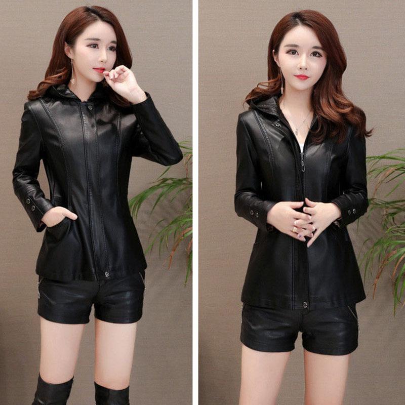 Damska kurtka skórzana z owczej skóry jesień zima Plus rozmiar kurtka z prawdziwej skóry Slim kurtka motocyklowa z kapturem z owczej skóry