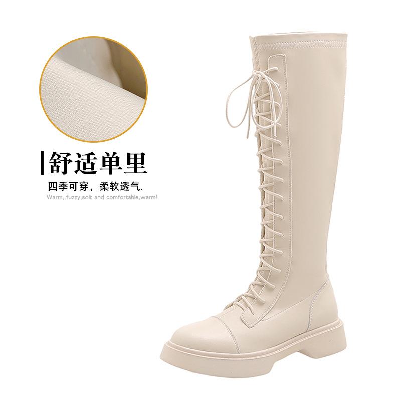 

Но ботфорты эластичные тонкие длинные рыцарские сапоги 2025 новые ботинки Мартина на толстой подошве высокие женские сапоги 40