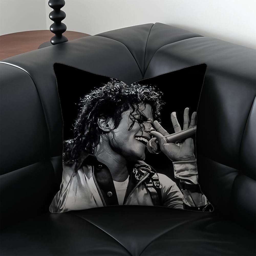 M-Michael Jackson Pop King Cushion Cover Pillow Case Anti-Dustmite Invisible Zipper Silky Plush Cushion