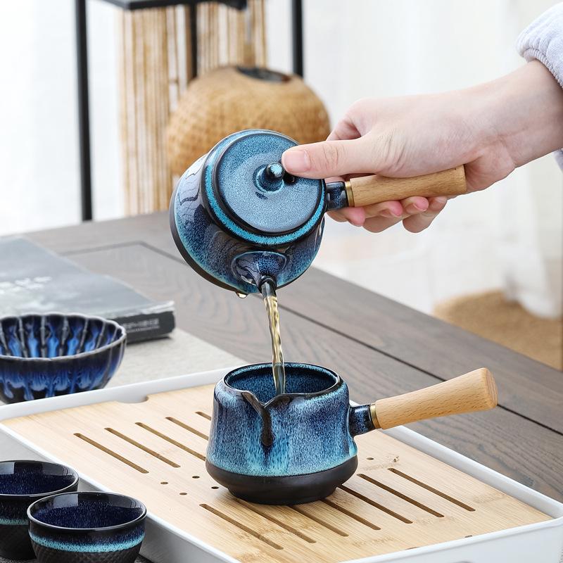 Side Pot Kung Fu Tea Set Teapot Ceramic Portable Travel Pack with Tea Tray Activity Gift Printing