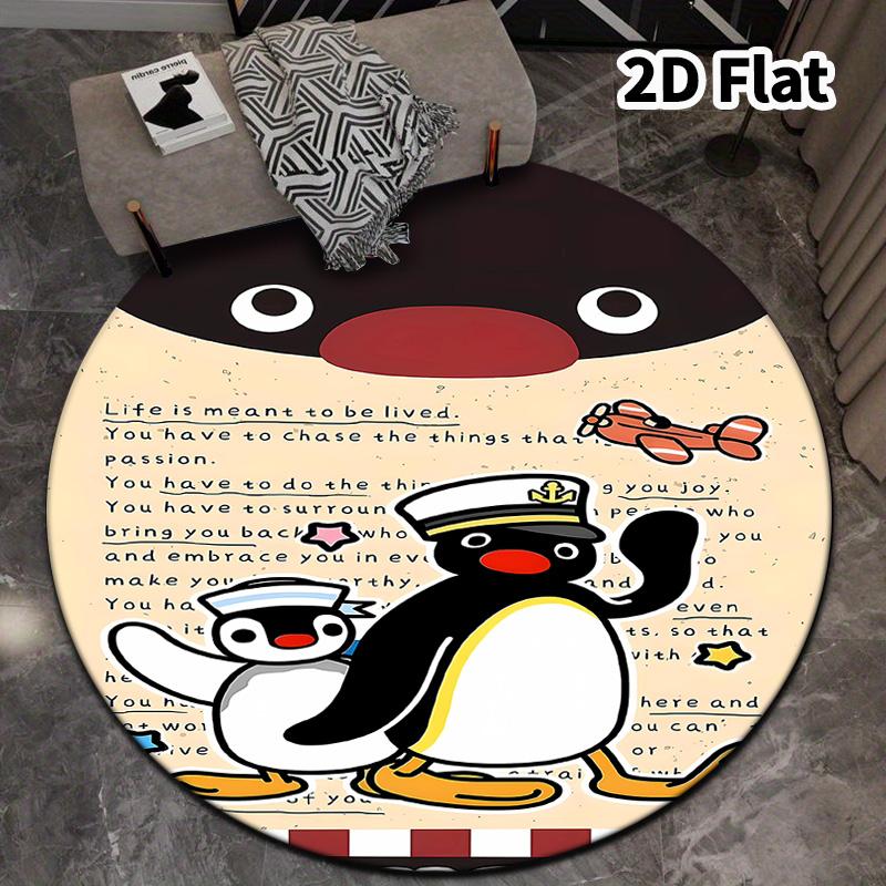 Pingu Round Area Rug Carpet Rug For Living Room Bedroom Sofa Playroom Decor Nonslip Floor Mat