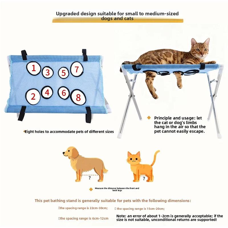 Detachable Pet Grooming Bed Cats Dogs Foldable Fixed Hammock For Nail Trimming  Pet Bath Care Stainless Steel Mesh Frame