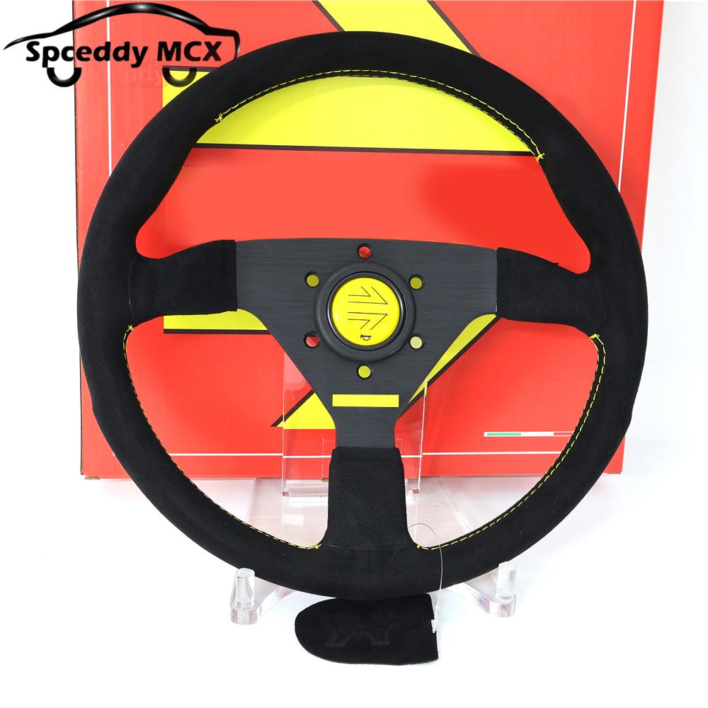 Italy Style V2 13inch 320mm Suede Racing Steering Wheel Universal JDM Car Sport Real Leather Steering Wheel Suede-Y