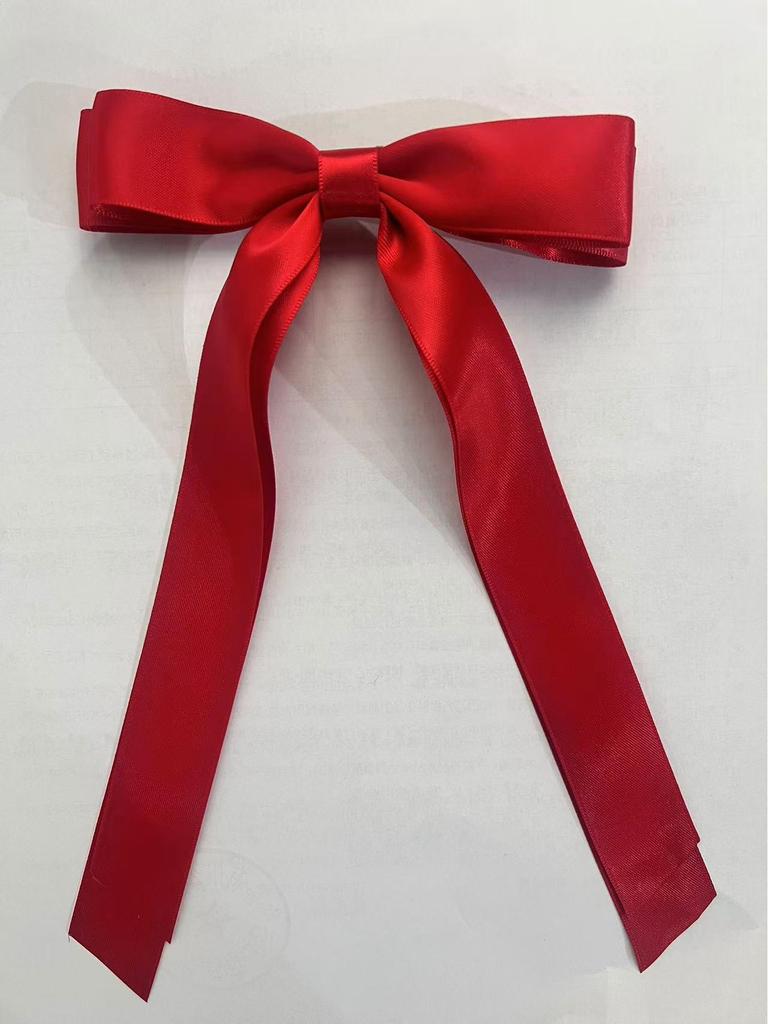 Women's Double-Layer Bow Ribbon Tassel Hair Clip - Woven Long Hair Tie Duckbill Accessory