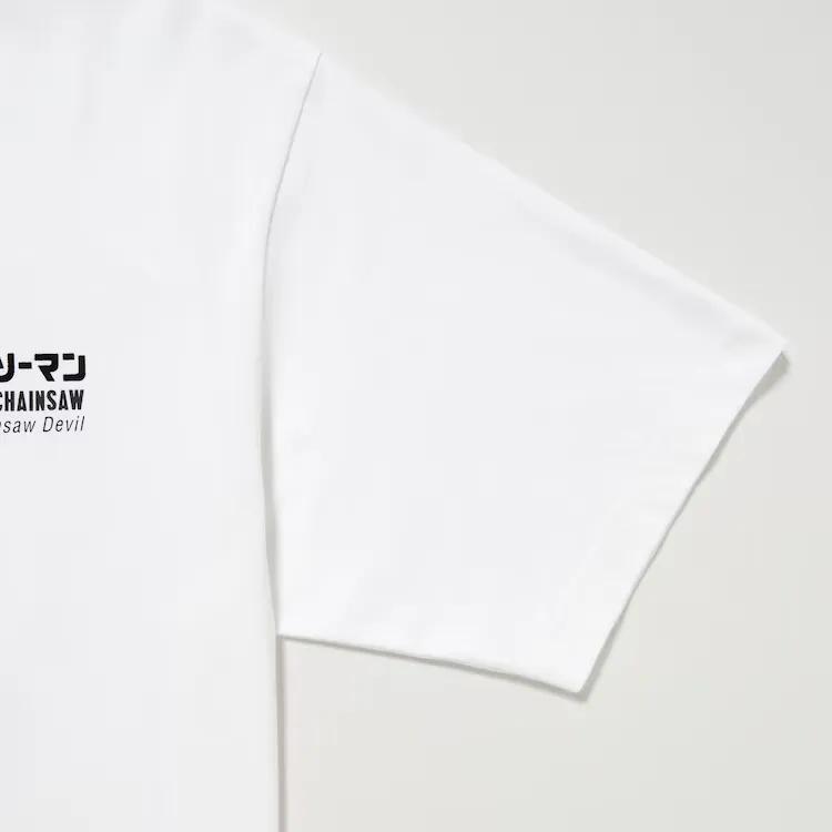 UNIQLO Chainsaw Man T-Shirts Unisex White Crew Neck Moderate (Unisex) T-Shirts 462908 00