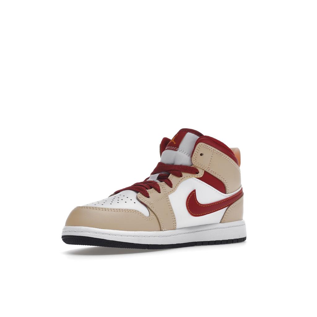 Jordan 1 Mid PS Beige Red Kids Sneakers 640734-201