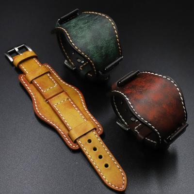 Nahast manseti kellarihm 20mm 22mm 24mm kellarihm mati kaitsega randmekaitsega kollane punane kellarihm Fossil jaoks