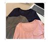 Korean Style Pink U-Neck Slimming Long-Sleeve Women's Base Layer Top for Autumn/Winter