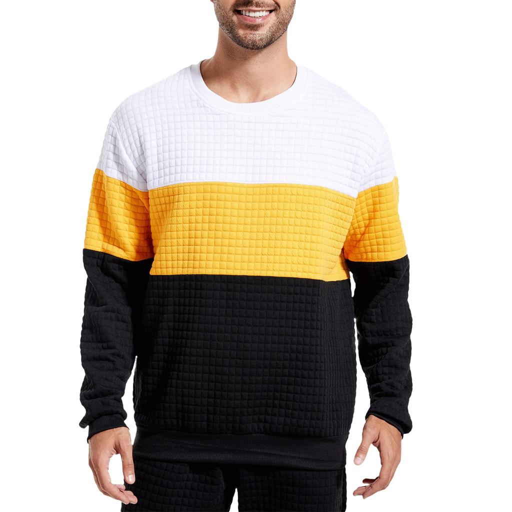 Herren Lockerer Farbblock Kapuzenloser Pullover Herren Lässige Mode Sport Kapuzenloser Pullover