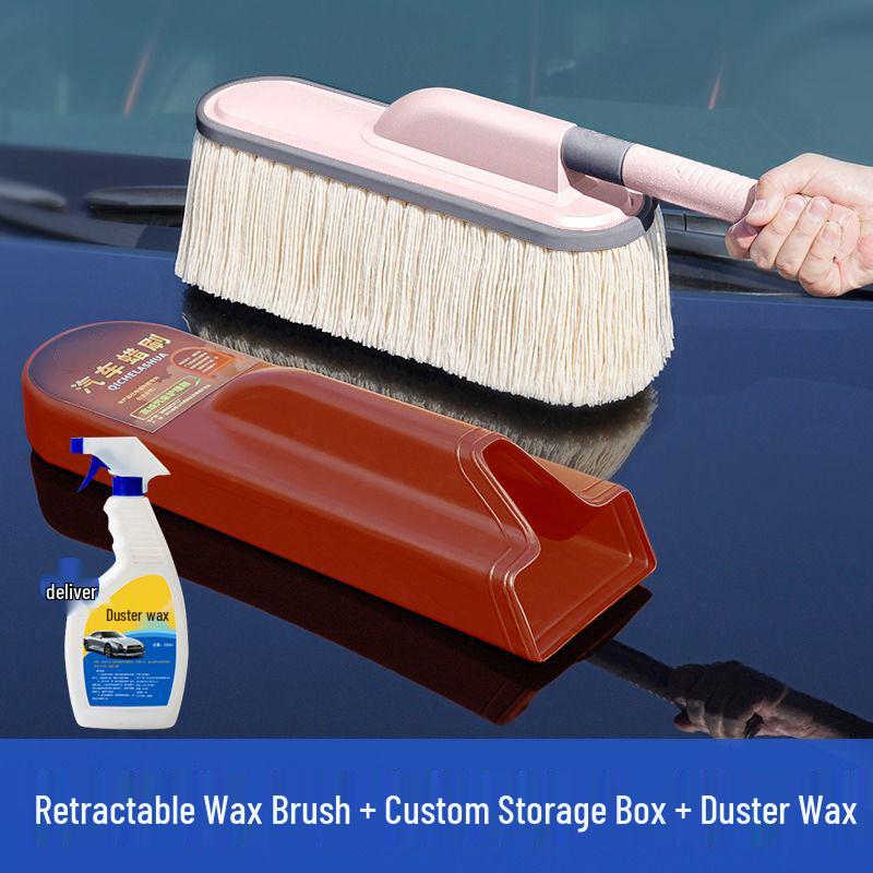 Car Dust and Snow Cleaning Brush with Retractable Rod